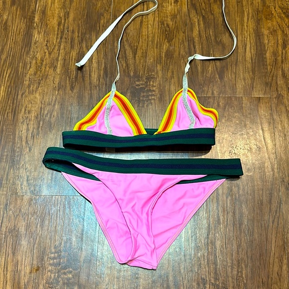 RYE Fruiti Tutti Bikini Pink with Green & Navy Band - Picture 1 of 7